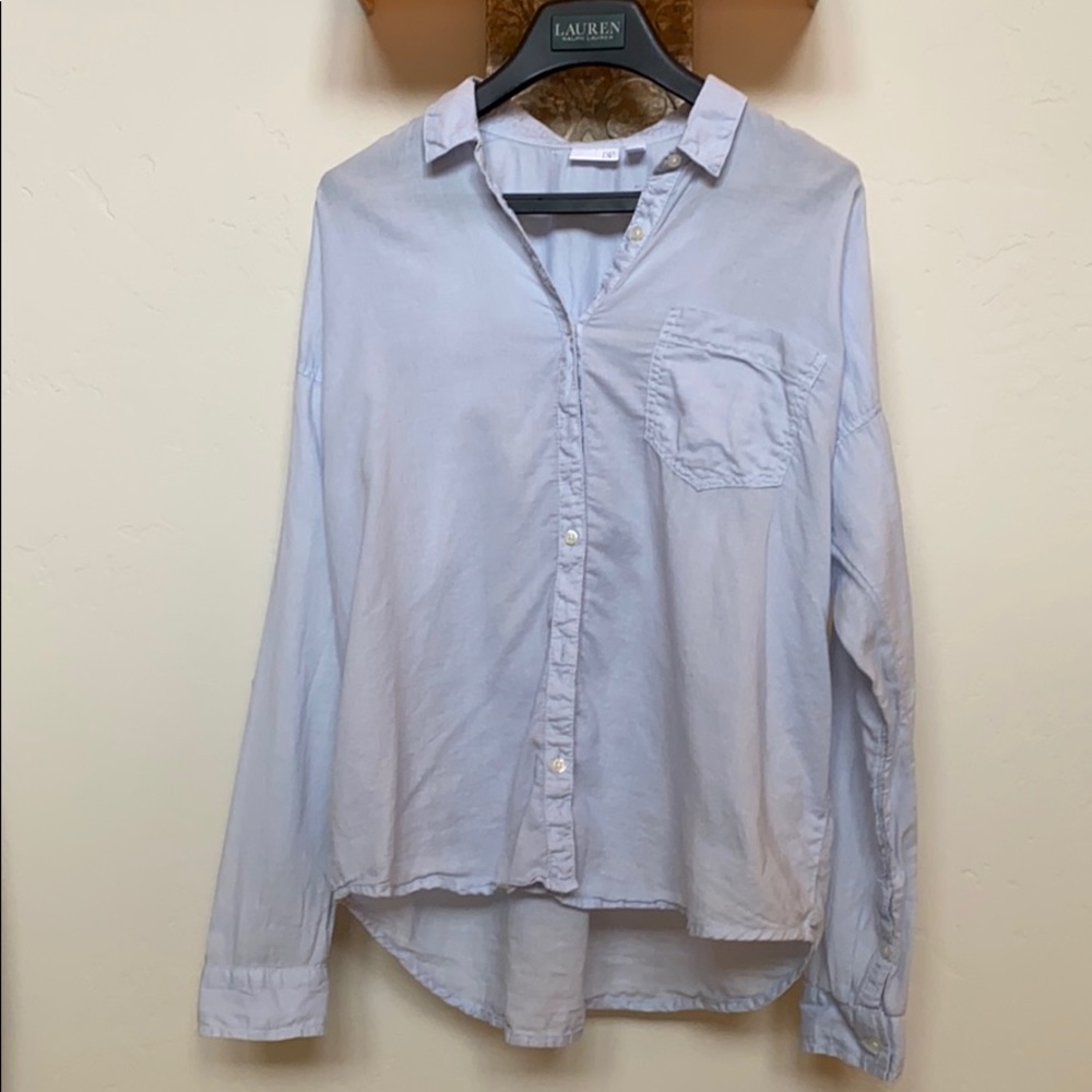 Baby blue button down with left chest pocket.